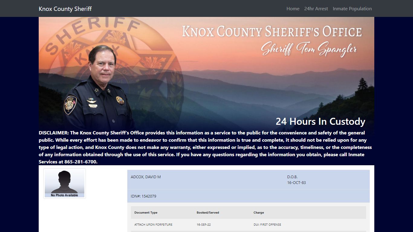 Knox County Tennessee - Sheriff - 24 Hour Arrests